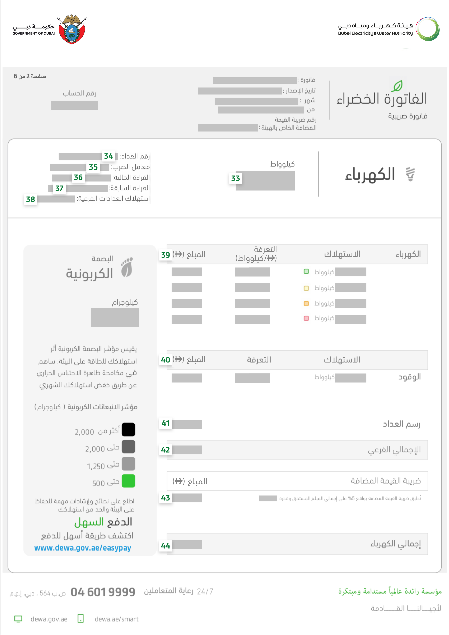 الفاتورة الخضراء