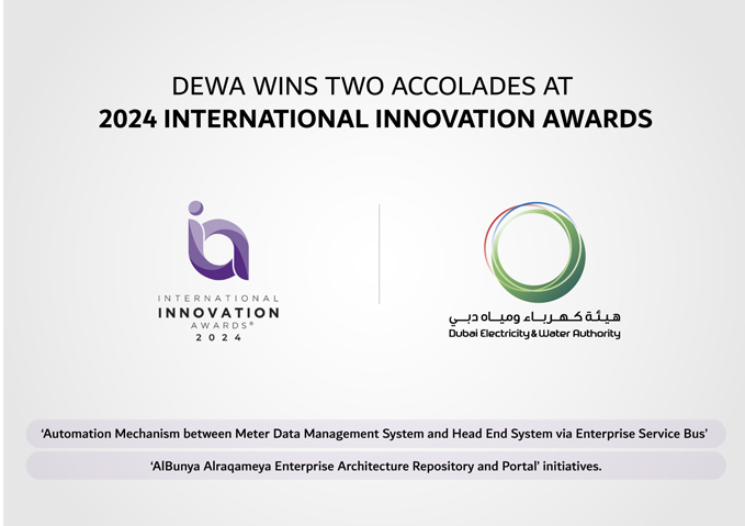 هيئة كهرباء ومياه دبي تفوز بجائزتين من "جوائز الابتكار العالمية" 2024